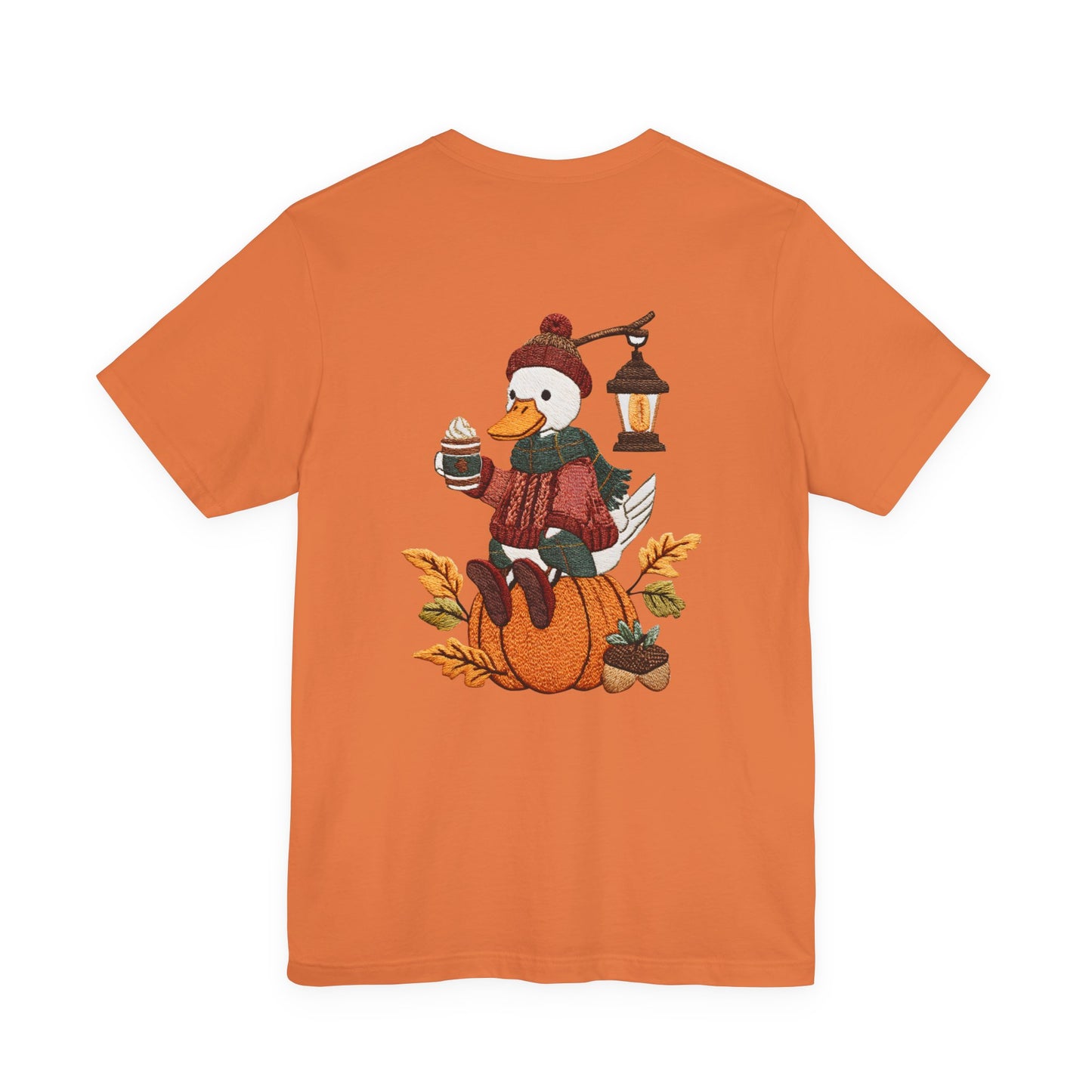 Fall Vibes Unisex Tee with Pumpkin Duck Design, Autumn Fashion, Cute Shirt for Thanksgiving and Halloween, Cozy Gift Idea