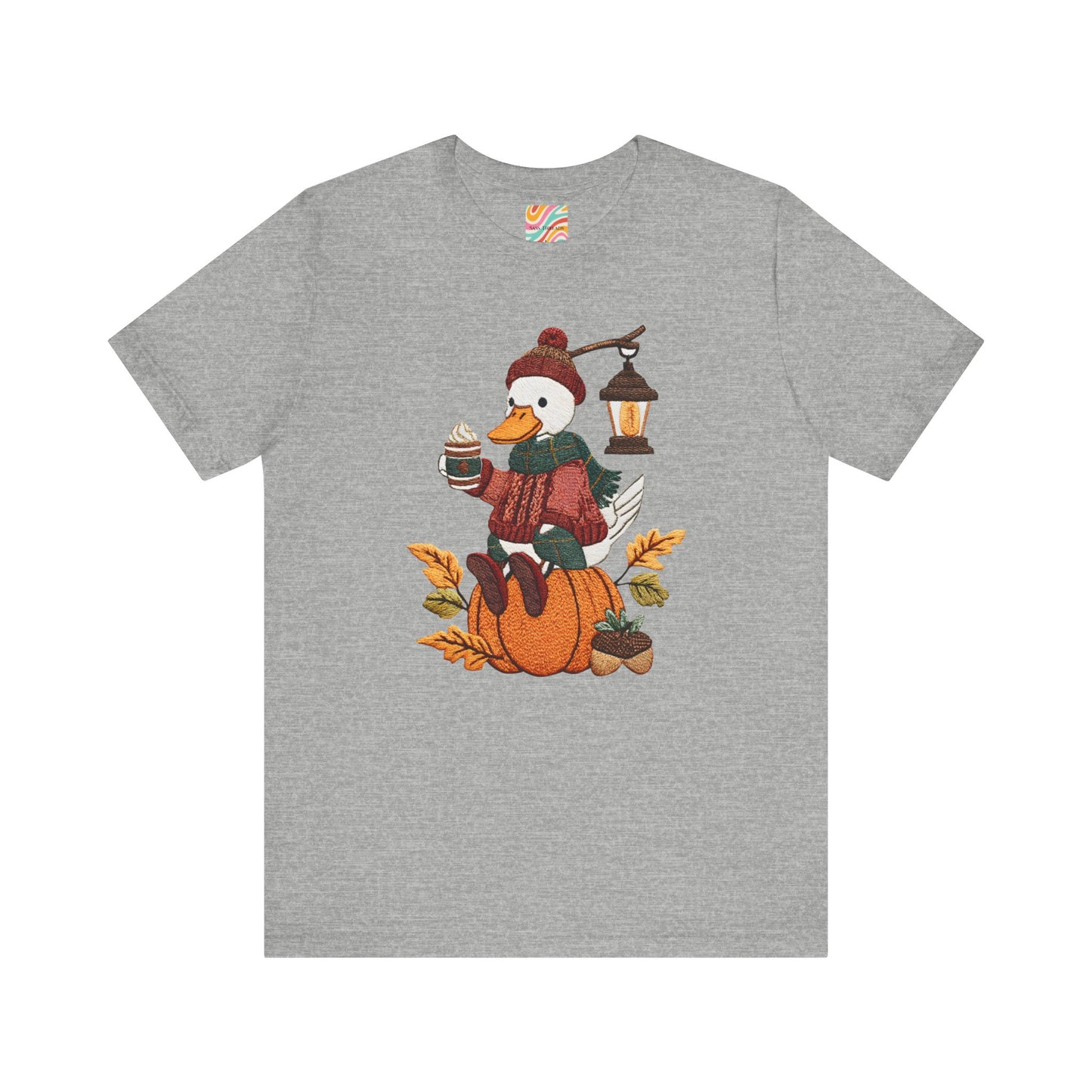 Fall Vibes Unisex Tee with Pumpkin Duck Design, Autumn Fashion, Cute Shirt for Thanksgiving and Halloween, Cozy Gift Idea