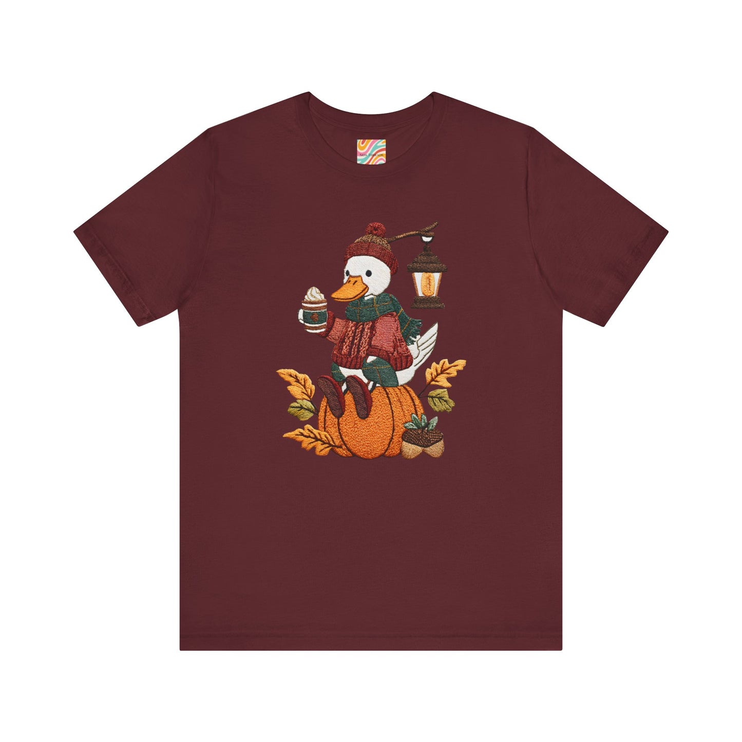 Fall Vibes Unisex Tee with Pumpkin Duck Design, Autumn Fashion, Cute Shirt for Thanksgiving and Halloween, Cozy Gift Idea