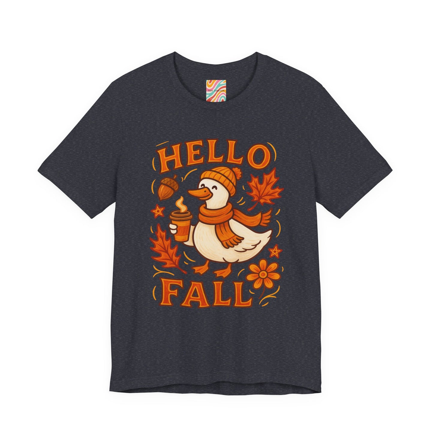 Fall-Themed Unisex T-Shirt, Hello Fall Duck Tee, Autumn Apparel, Seasonal Gift, Cute Casual Wear