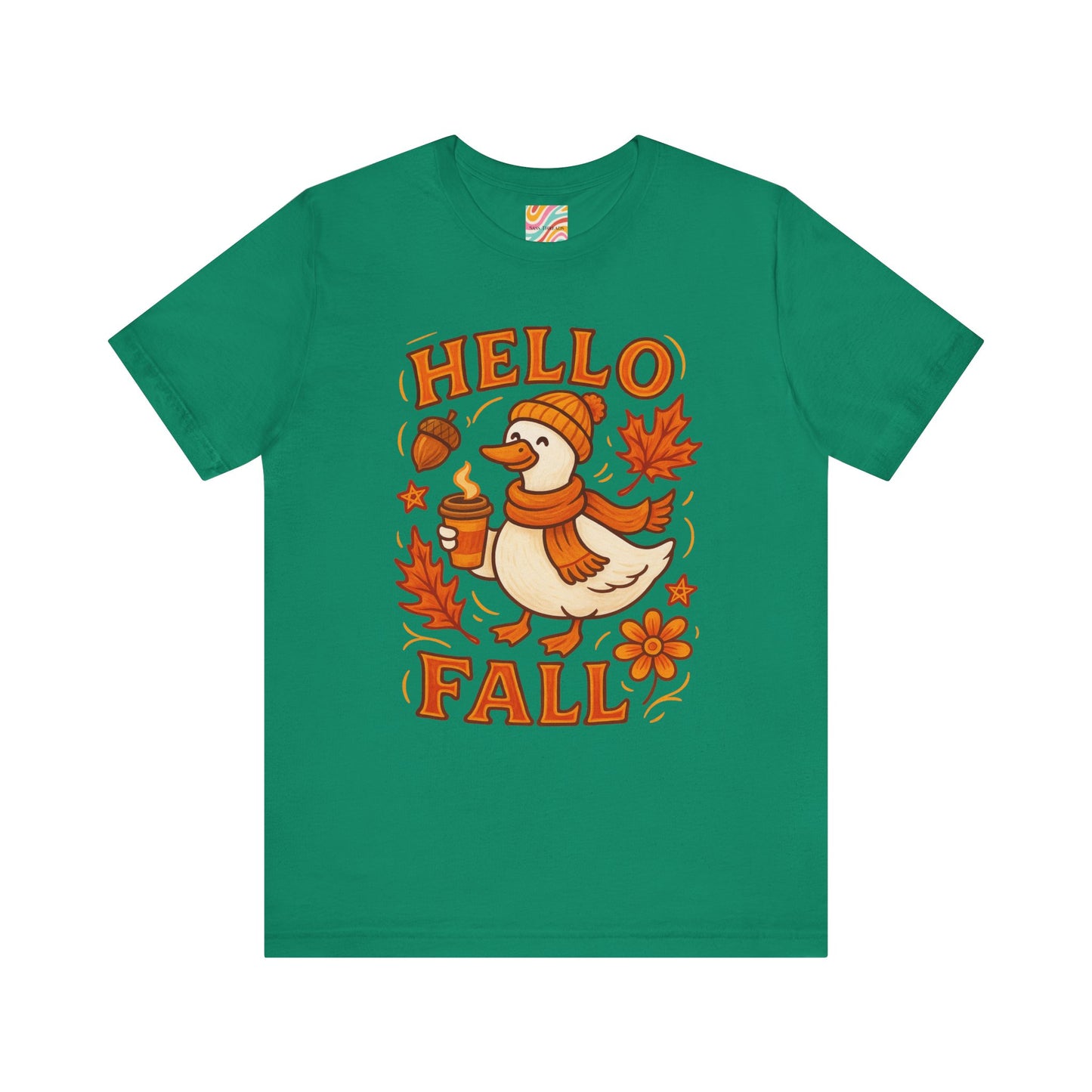 Fall-Themed Unisex T-Shirt, Hello Fall Duck Tee, Autumn Apparel, Seasonal Gift, Cute Casual Wear