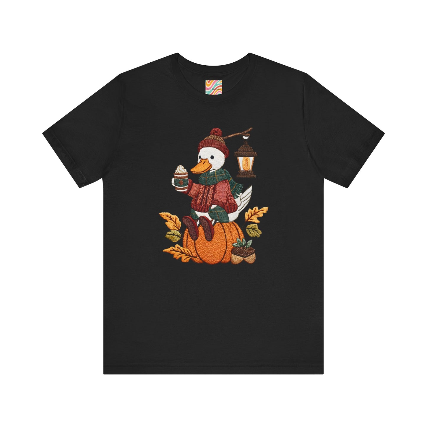 Fall Vibes Unisex Tee with Pumpkin Duck Design, Autumn Fashion, Cute Shirt for Thanksgiving and Halloween, Cozy Gift Idea
