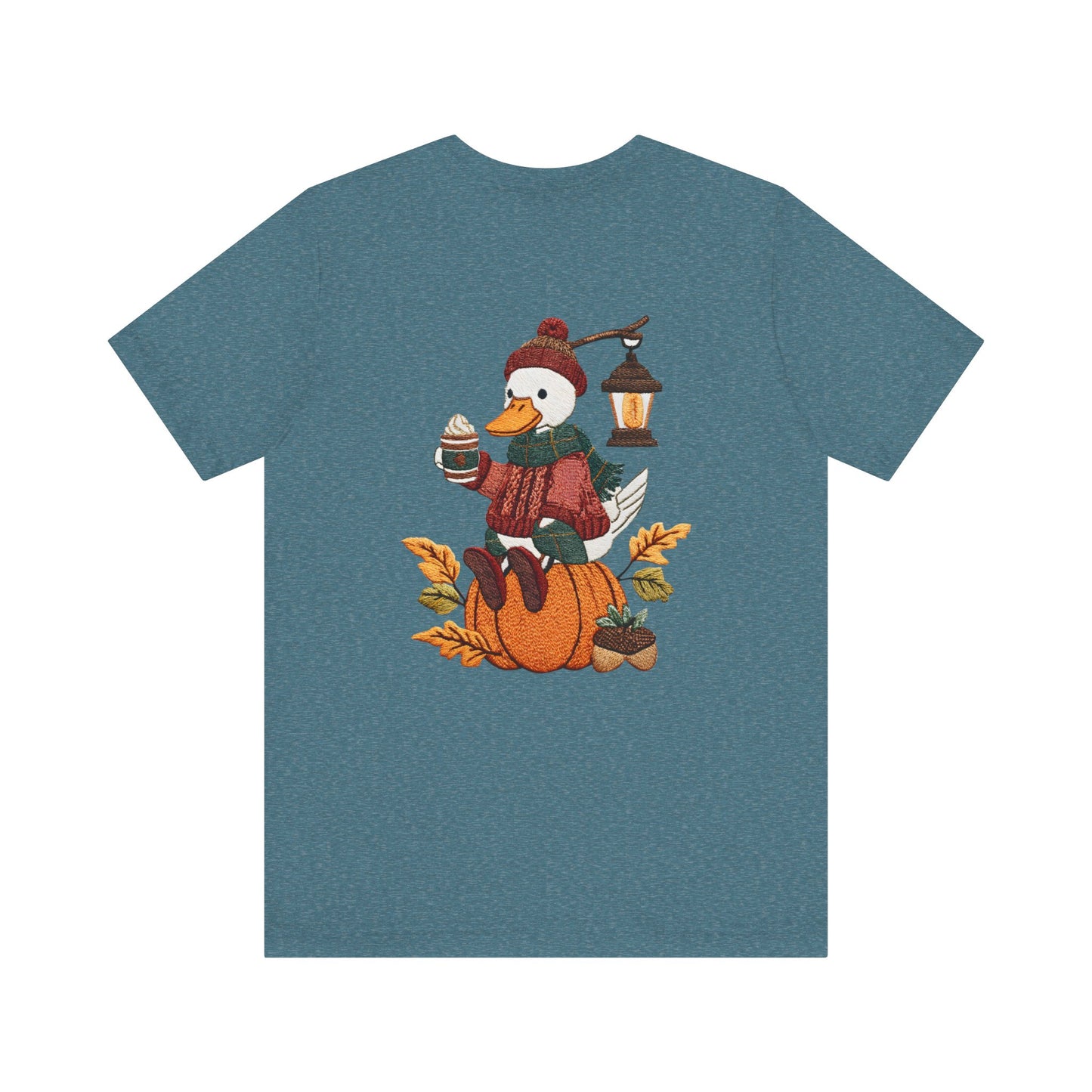 Fall Vibes Unisex Tee with Pumpkin Duck Design, Autumn Fashion, Cute Shirt for Thanksgiving and Halloween, Cozy Gift Idea