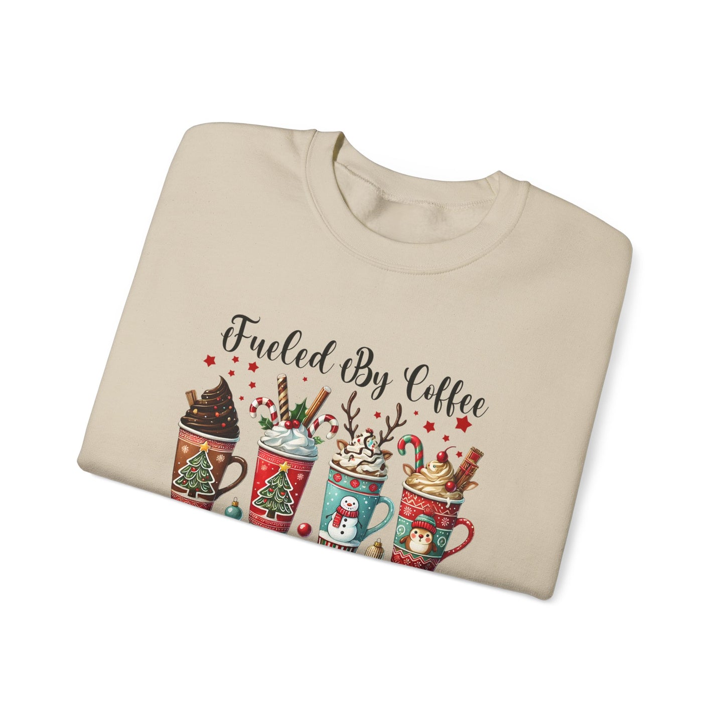 Fueled by Coffee and Christmas Cheer Sweatshirt – Cozy Holiday Coffee Lover Christmas Pullover