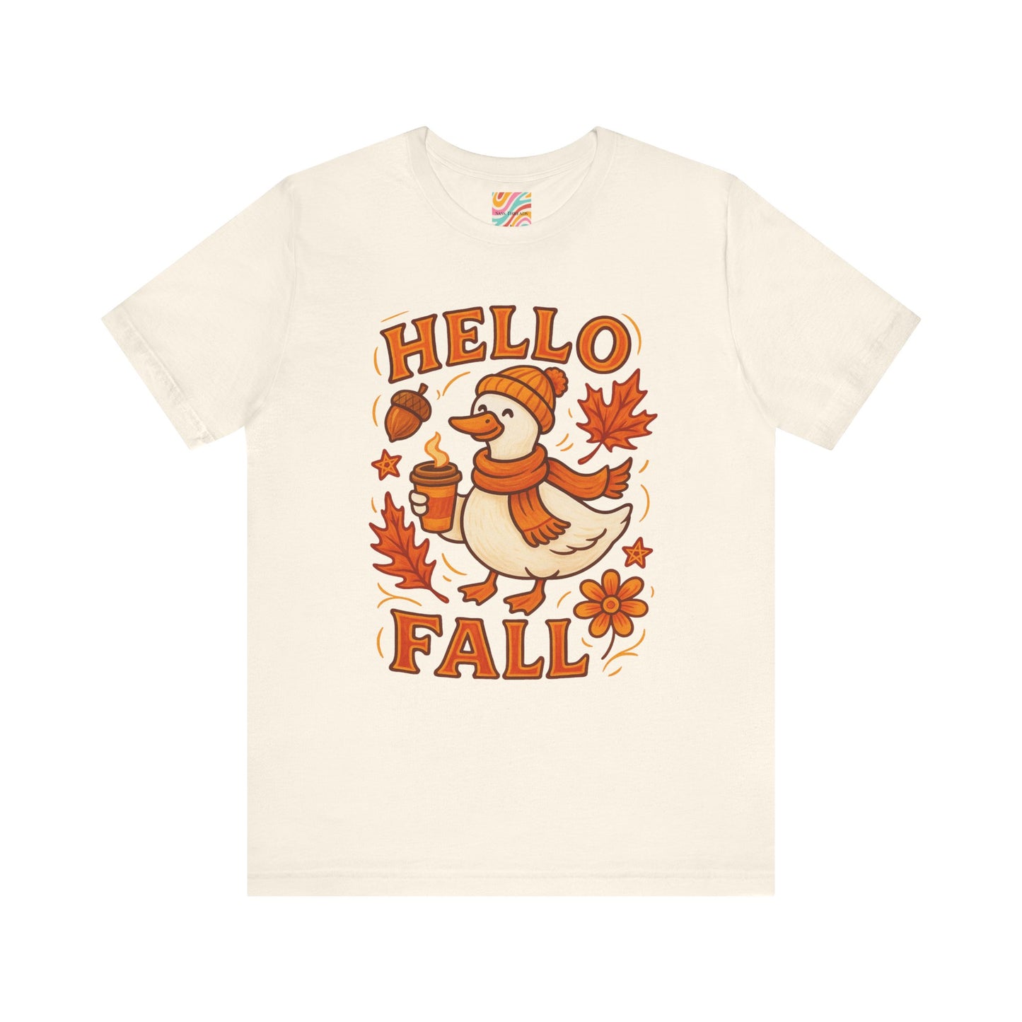 Fall-Themed Unisex T-Shirt, Hello Fall Duck Tee, Autumn Apparel, Seasonal Gift, Cute Casual Wear