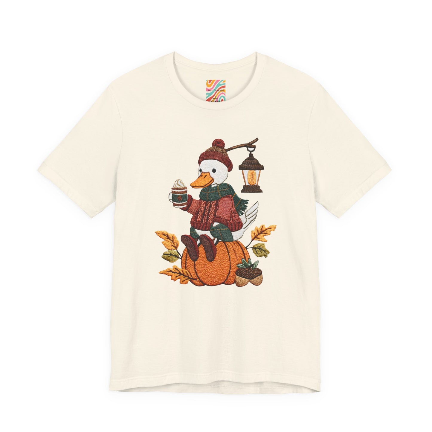 Fall Vibes Unisex Tee with Pumpkin Duck Design, Autumn Fashion, Cute Shirt for Thanksgiving and Halloween, Cozy Gift Idea