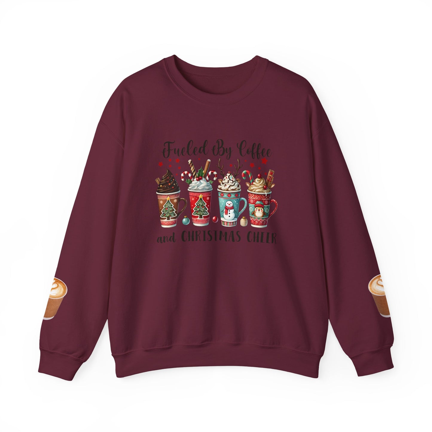 Fueled by Coffee and Christmas Cheer Sweatshirt – Cozy Holiday Coffee Lover Christmas Pullover