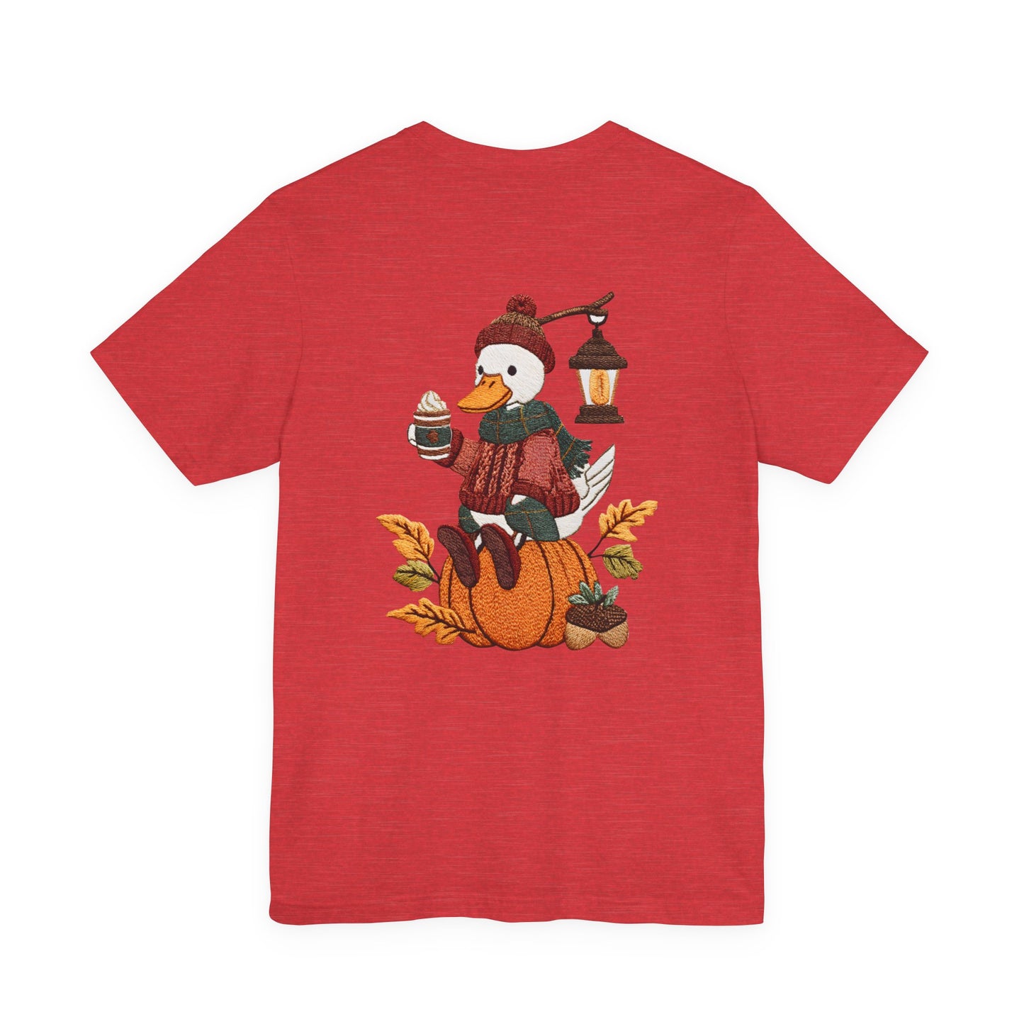Fall Vibes Unisex Tee with Pumpkin Duck Design, Autumn Fashion, Cute Shirt for Thanksgiving and Halloween, Cozy Gift Idea