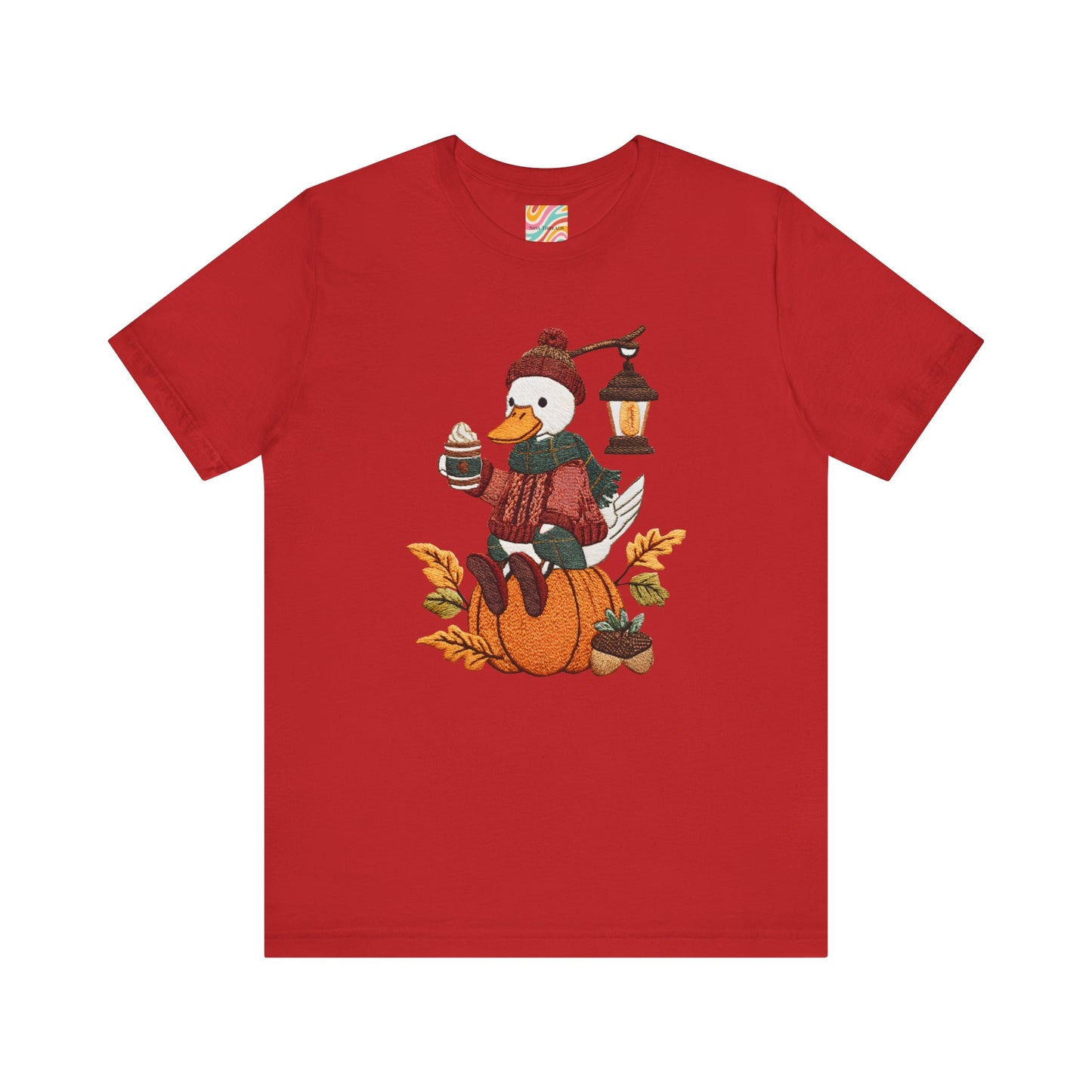 Fall Vibes Unisex Tee with Pumpkin Duck Design, Autumn Fashion, Cute Shirt for Thanksgiving and Halloween, Cozy Gift Idea