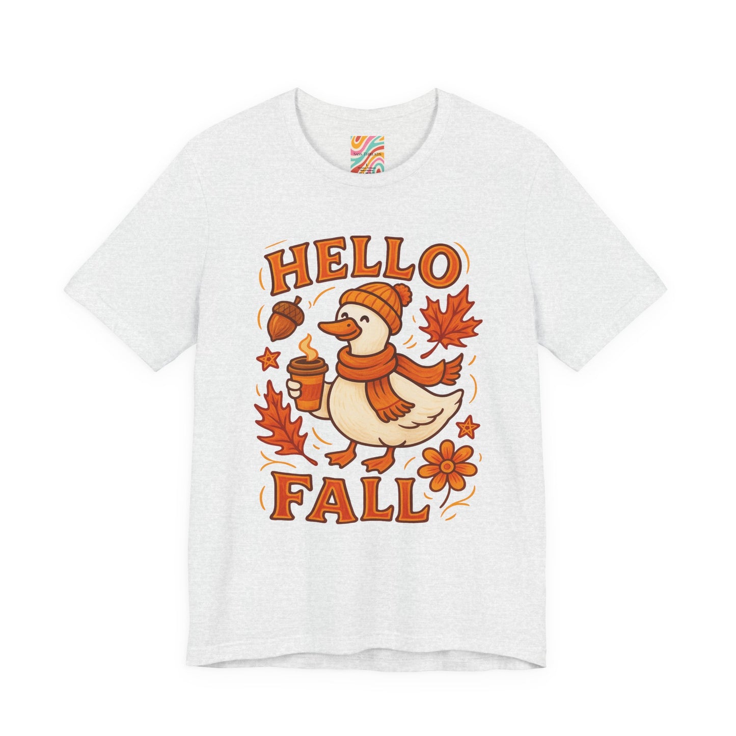 Fall-Themed Unisex T-Shirt, Hello Fall Duck Tee, Autumn Apparel, Seasonal Gift, Cute Casual Wear