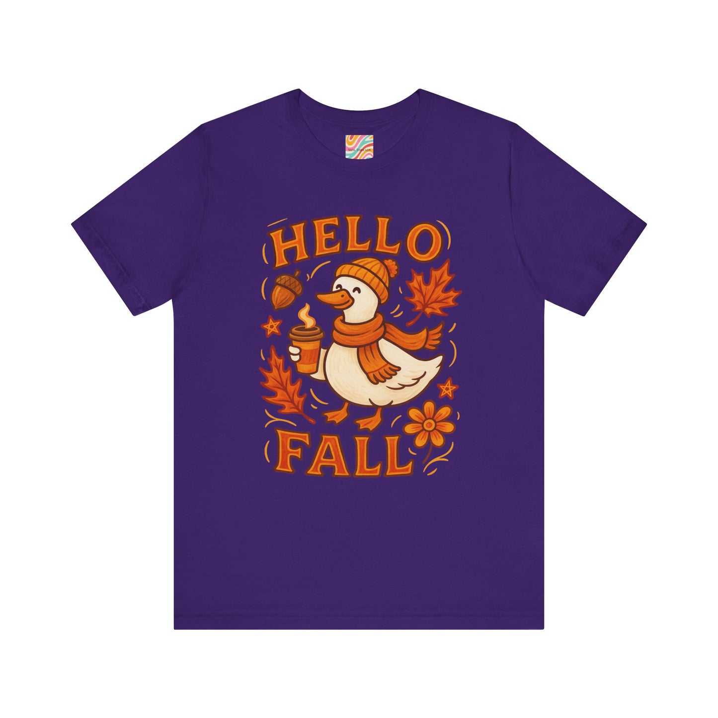 Fall-Themed Unisex T-Shirt, Hello Fall Duck Tee, Autumn Apparel, Seasonal Gift, Cute Casual Wear