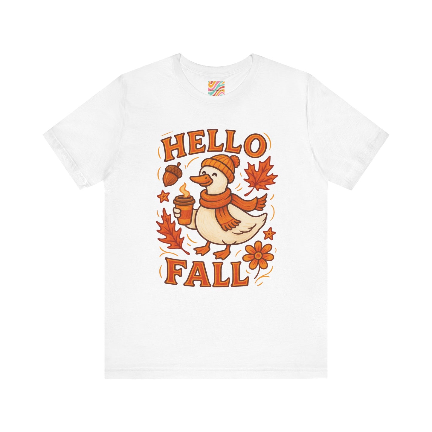 Fall-Themed Unisex T-Shirt, Hello Fall Duck Tee, Autumn Apparel, Seasonal Gift, Cute Casual Wear