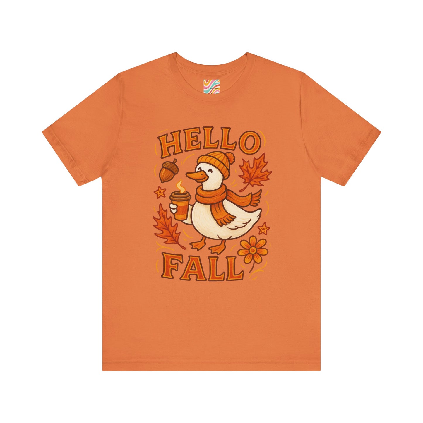 Fall-Themed Unisex T-Shirt, Hello Fall Duck Tee, Autumn Apparel, Seasonal Gift, Cute Casual Wear