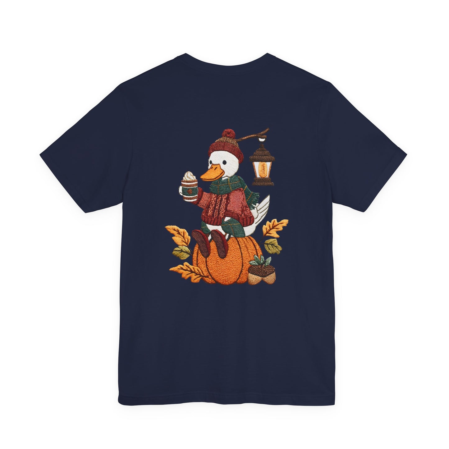 Fall Vibes Unisex Tee with Pumpkin Duck Design, Autumn Fashion, Cute Shirt for Thanksgiving and Halloween, Cozy Gift Idea