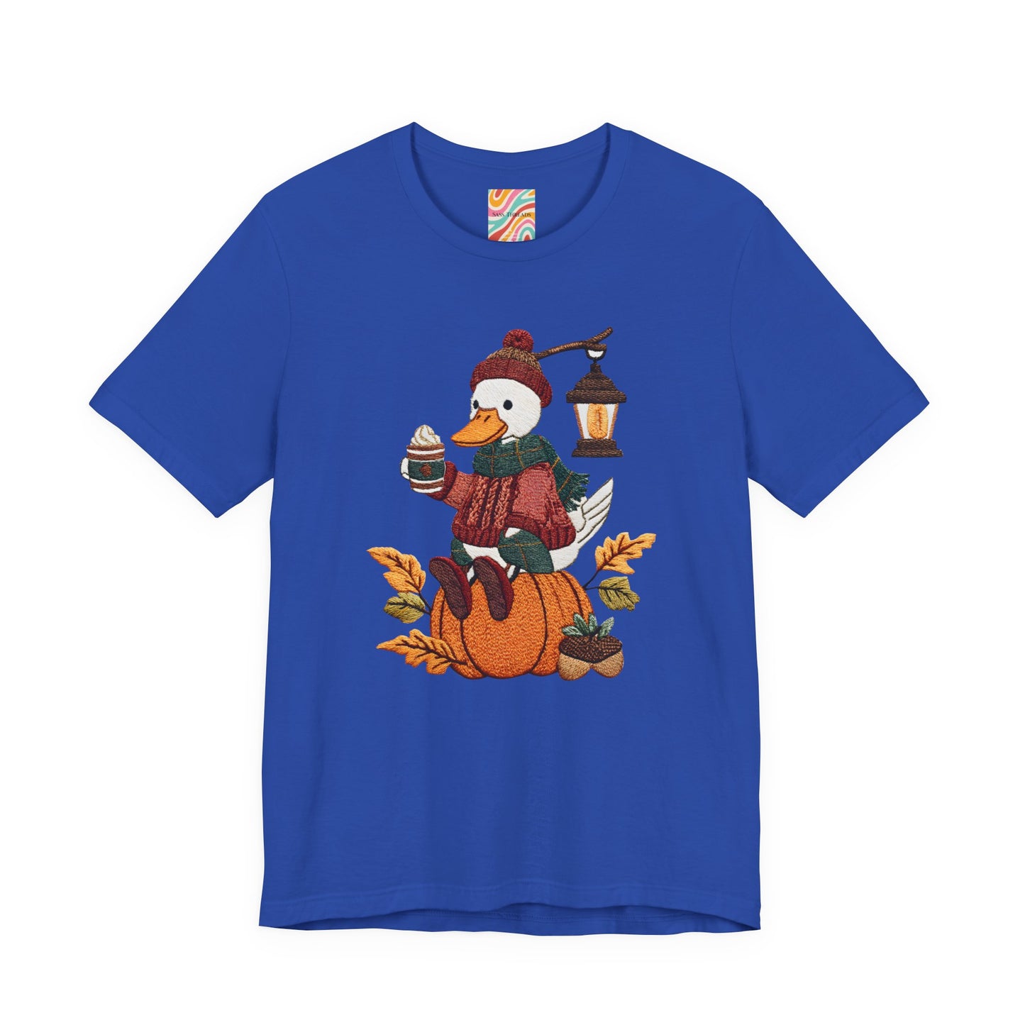 Fall Vibes Unisex Tee with Pumpkin Duck Design, Autumn Fashion, Cute Shirt for Thanksgiving and Halloween, Cozy Gift Idea