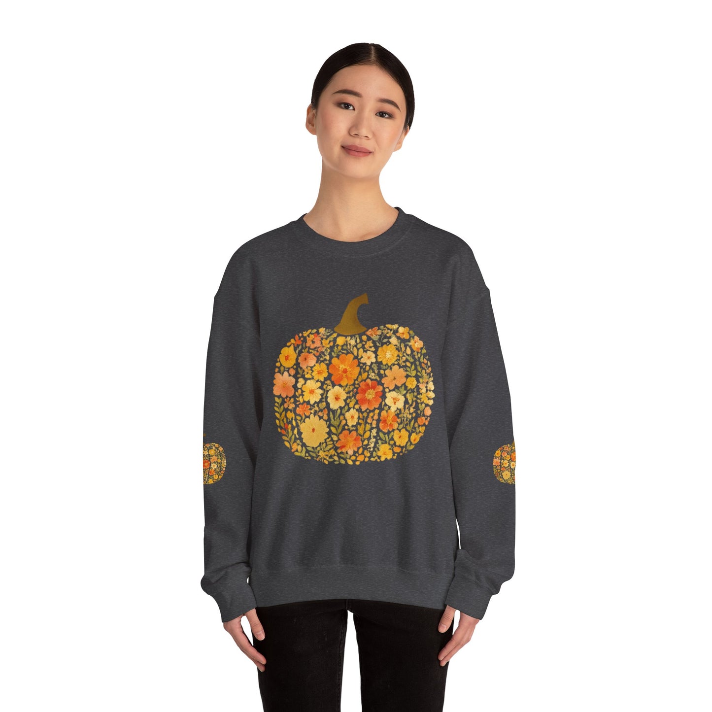 Floral Pumpkin Fall Sweatshirt – Cozy Autumn Vibes