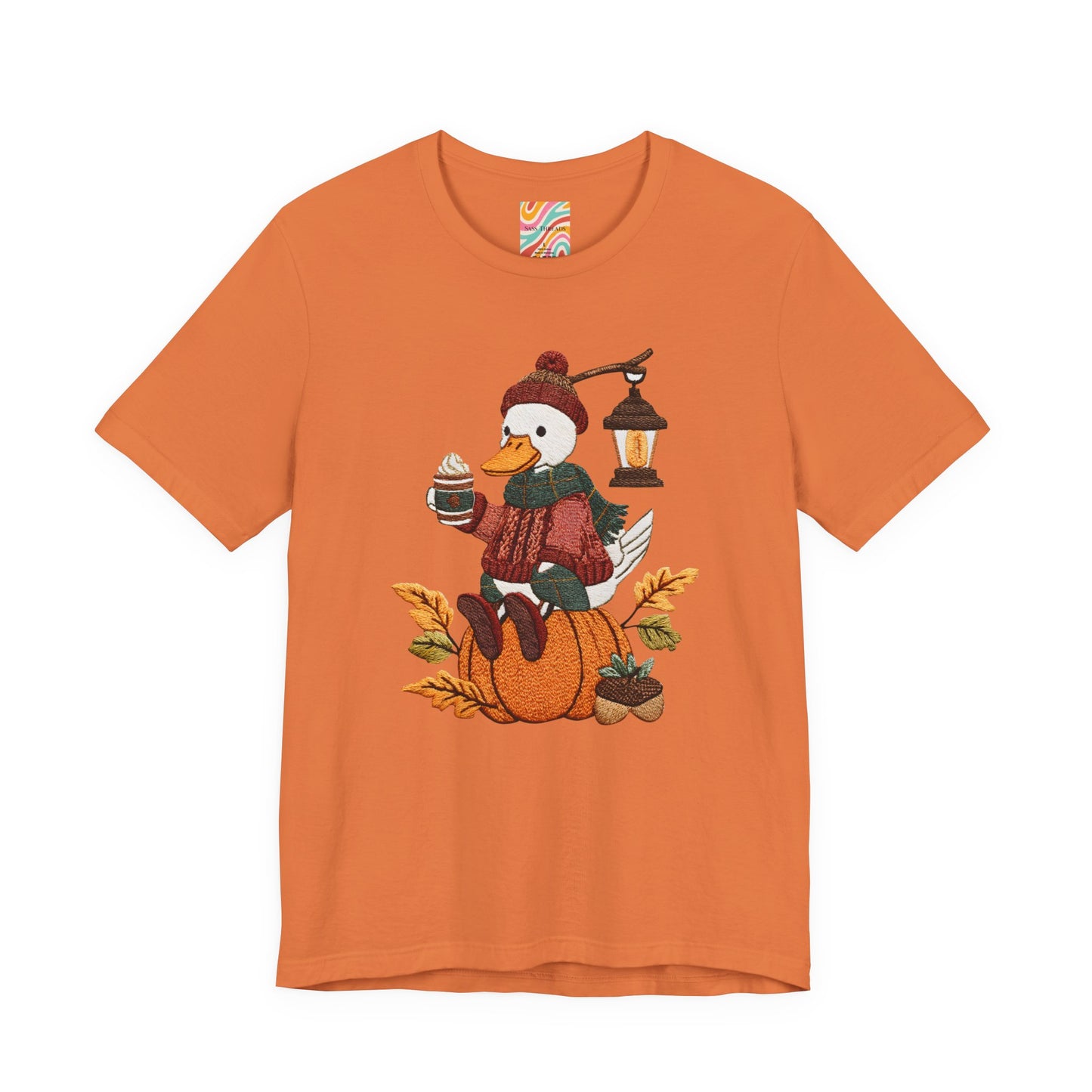 Fall Vibes Unisex Tee with Pumpkin Duck Design, Autumn Fashion, Cute Shirt for Thanksgiving and Halloween, Cozy Gift Idea