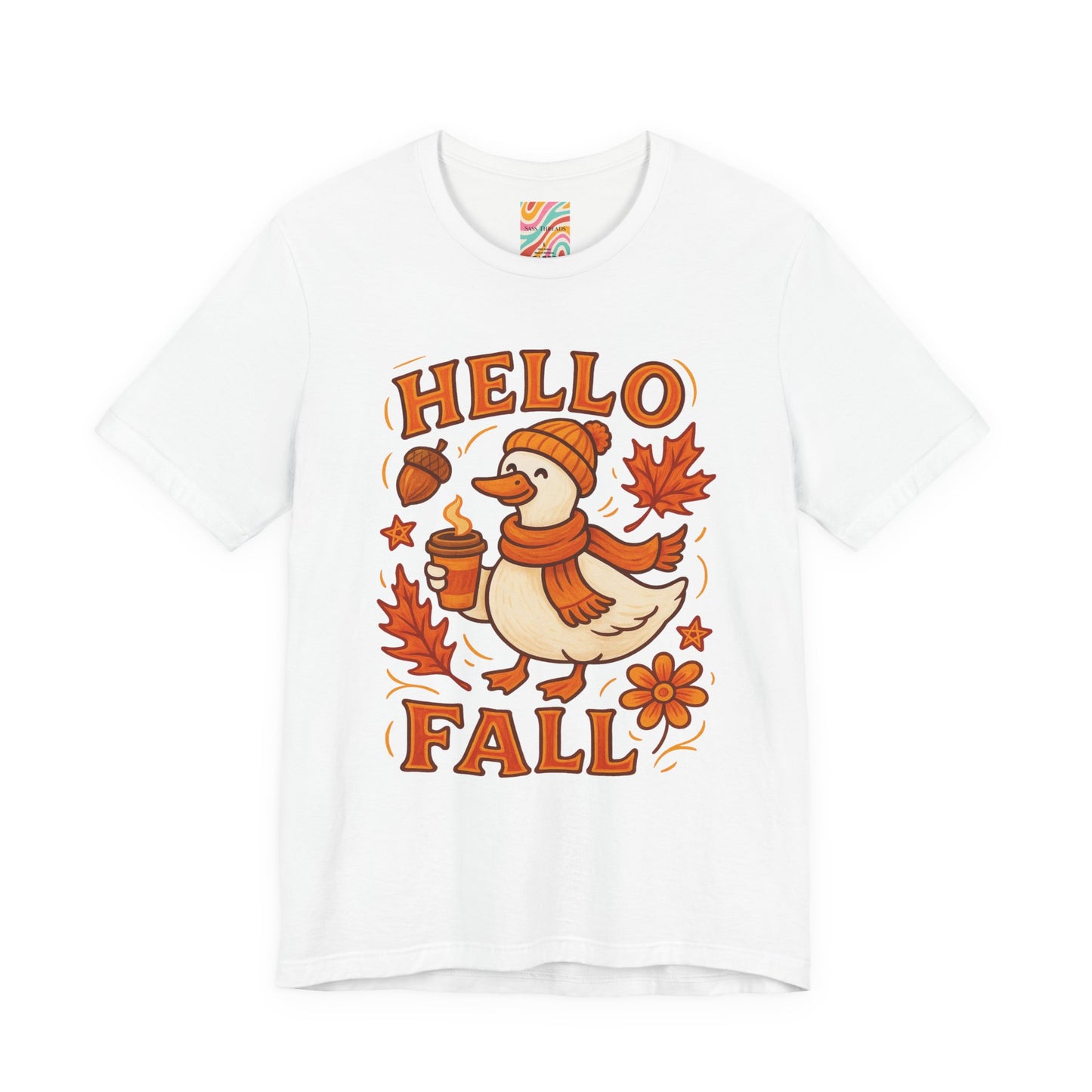Fall-Themed Unisex T-Shirt, Hello Fall Duck Tee, Autumn Apparel, Seasonal Gift, Cute Casual Wear