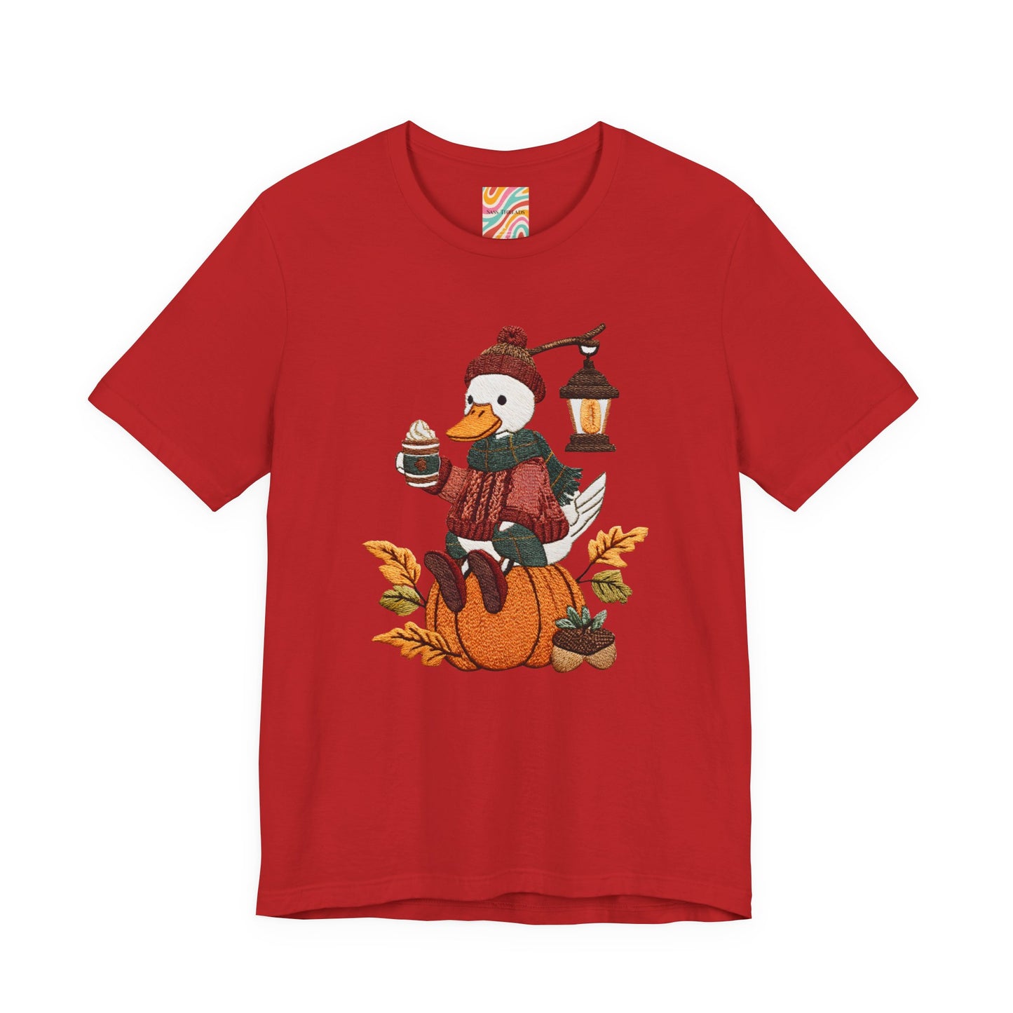 Fall Vibes Unisex Tee with Pumpkin Duck Design, Autumn Fashion, Cute Shirt for Thanksgiving and Halloween, Cozy Gift Idea