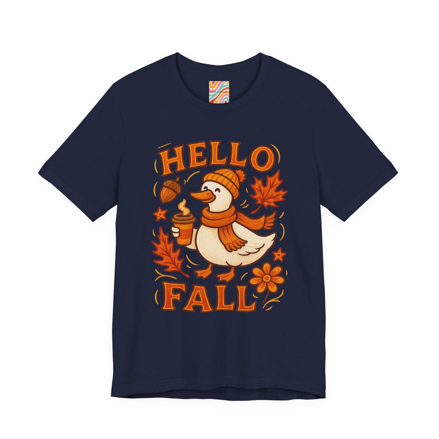 Fall-Themed Unisex T-Shirt, Hello Fall Duck Tee, Autumn Apparel, Seasonal Gift, Cute Casual Wear