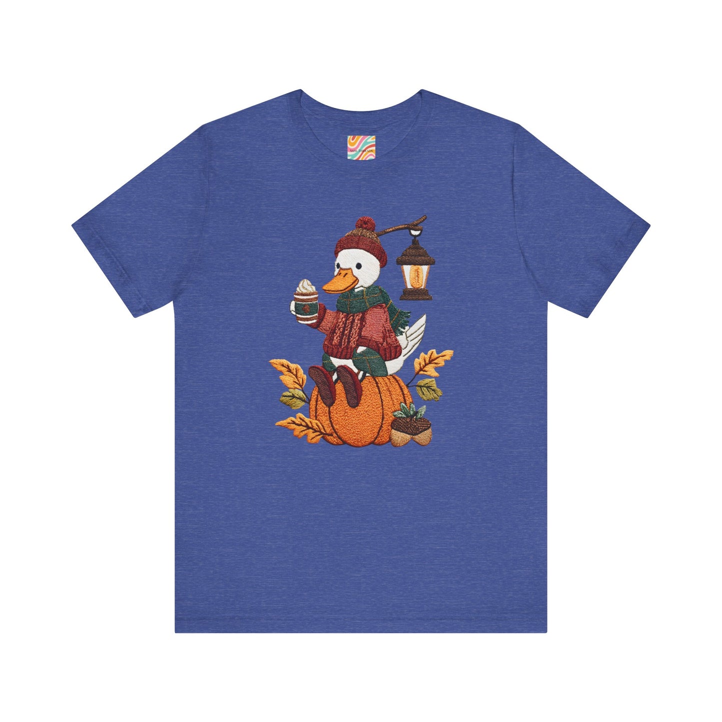 Fall Vibes Unisex Tee with Pumpkin Duck Design, Autumn Fashion, Cute Shirt for Thanksgiving and Halloween, Cozy Gift Idea