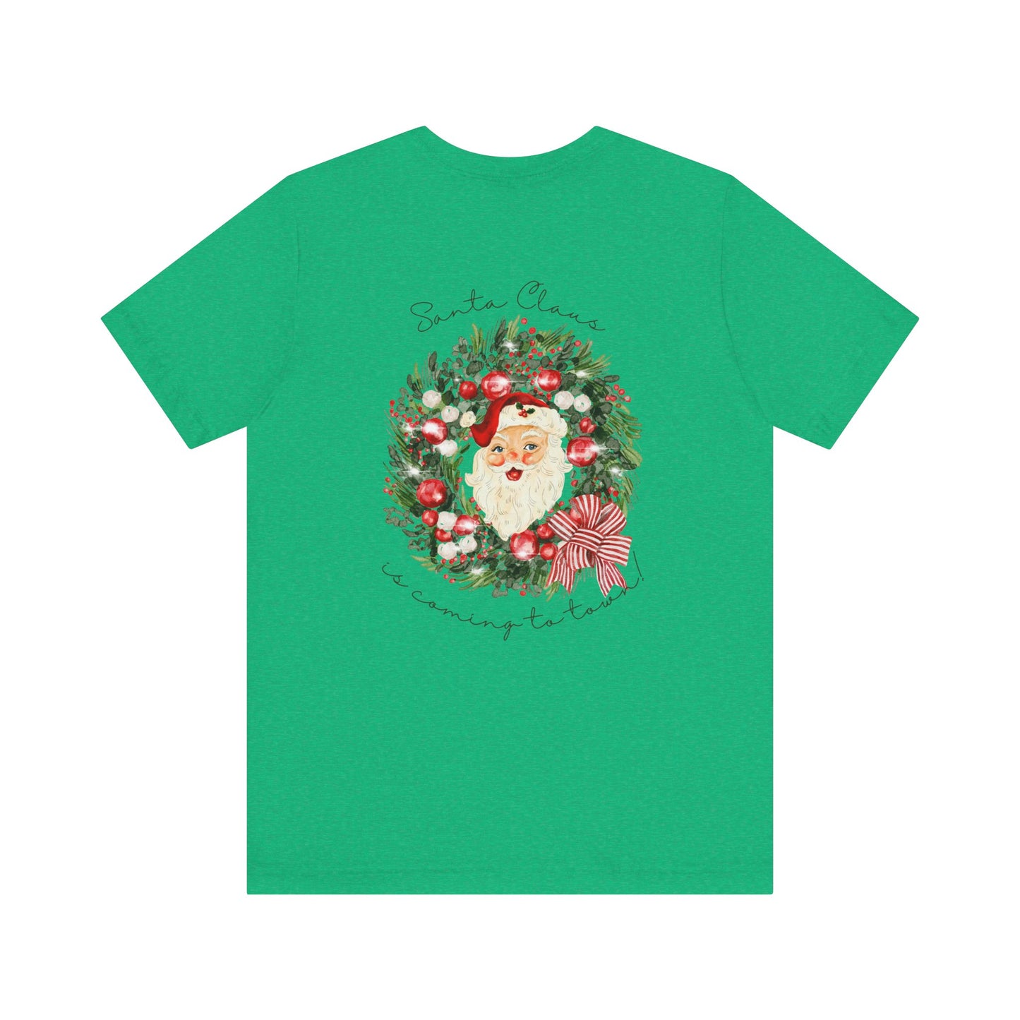 Santa Claus Is Coming To Town Tee – Vintage Wreath Christmas Shirt