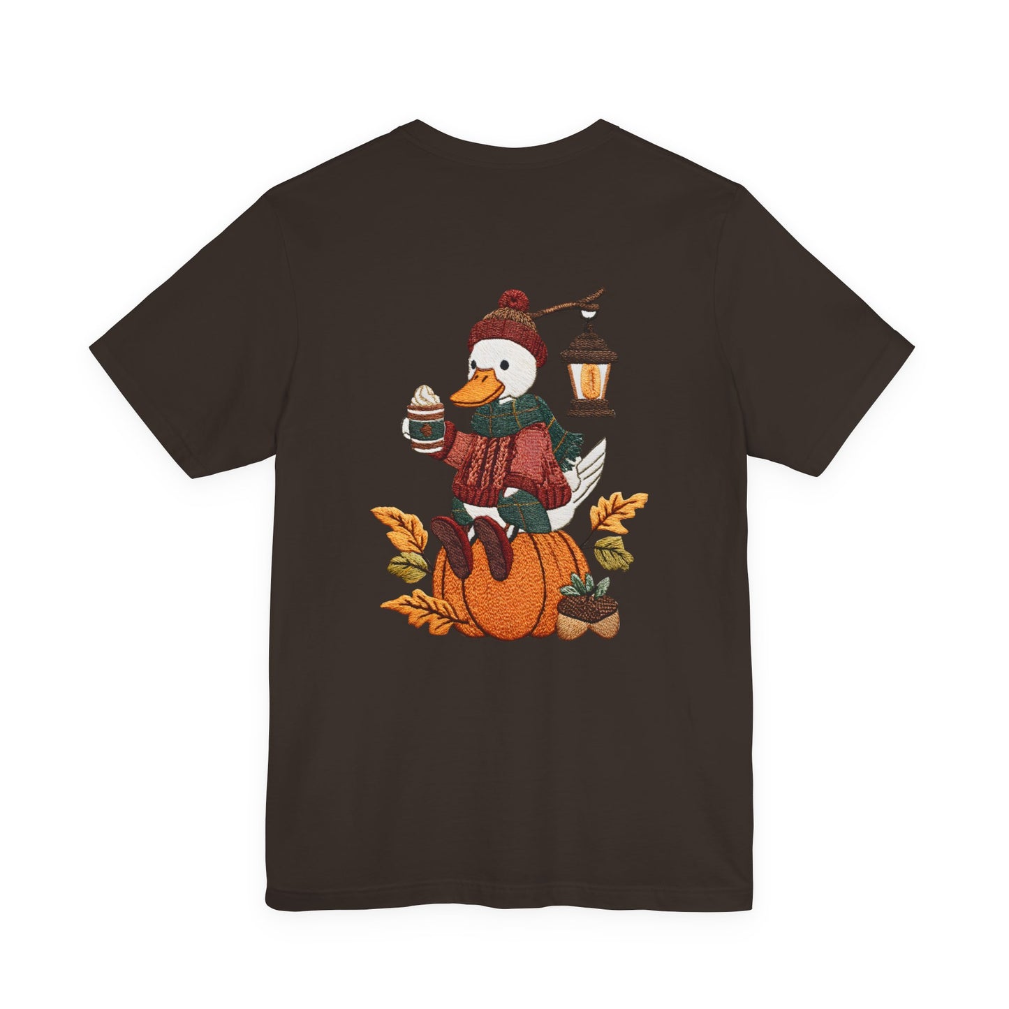 Fall Vibes Unisex Tee with Pumpkin Duck Design, Autumn Fashion, Cute Shirt for Thanksgiving and Halloween, Cozy Gift Idea