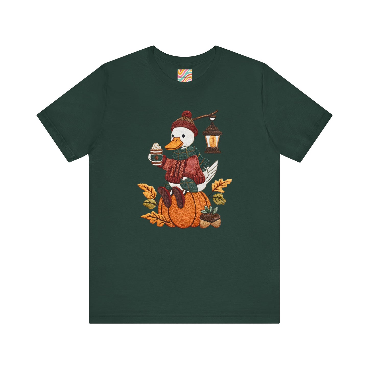 Fall Vibes Unisex Tee with Pumpkin Duck Design, Autumn Fashion, Cute Shirt for Thanksgiving and Halloween, Cozy Gift Idea