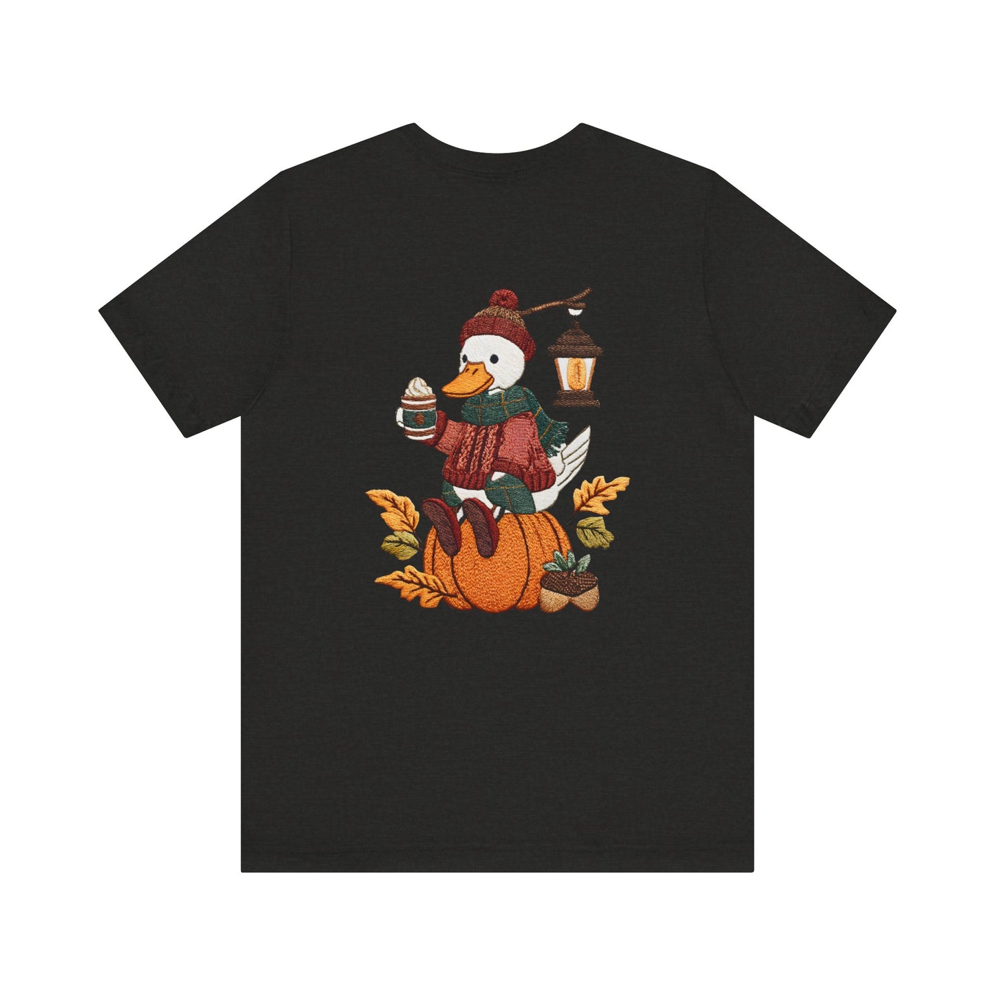 Fall Vibes Unisex Tee with Pumpkin Duck Design, Autumn Fashion, Cute Shirt for Thanksgiving and Halloween, Cozy Gift Idea