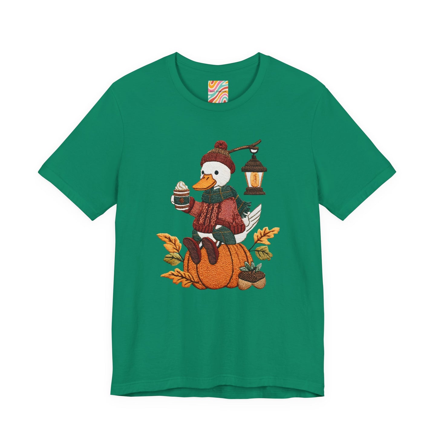 Fall Vibes Unisex Tee with Pumpkin Duck Design, Autumn Fashion, Cute Shirt for Thanksgiving and Halloween, Cozy Gift Idea