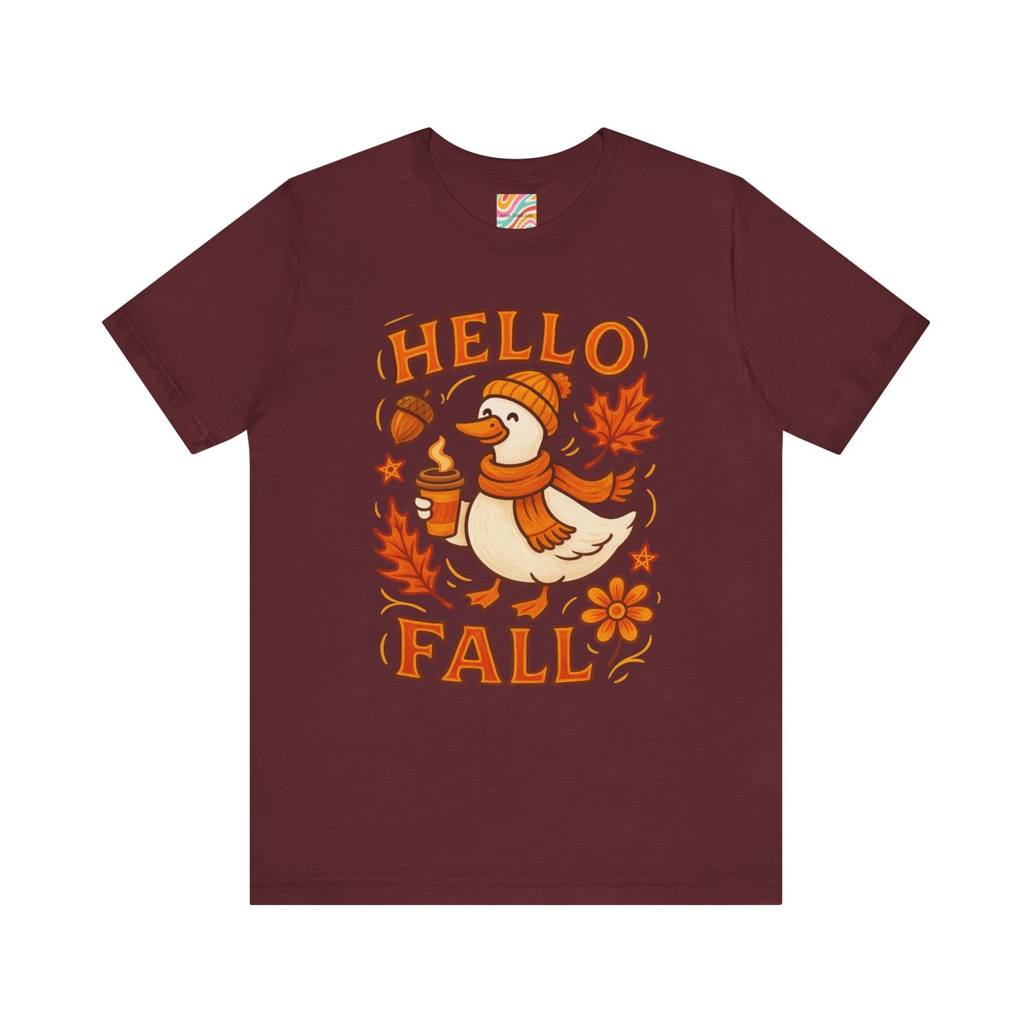 Fall-Themed Unisex T-Shirt, Hello Fall Duck Tee, Autumn Apparel, Seasonal Gift, Cute Casual Wear