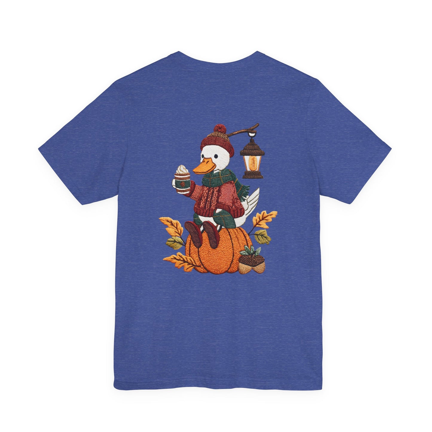 Fall Vibes Unisex Tee with Pumpkin Duck Design, Autumn Fashion, Cute Shirt for Thanksgiving and Halloween, Cozy Gift Idea
