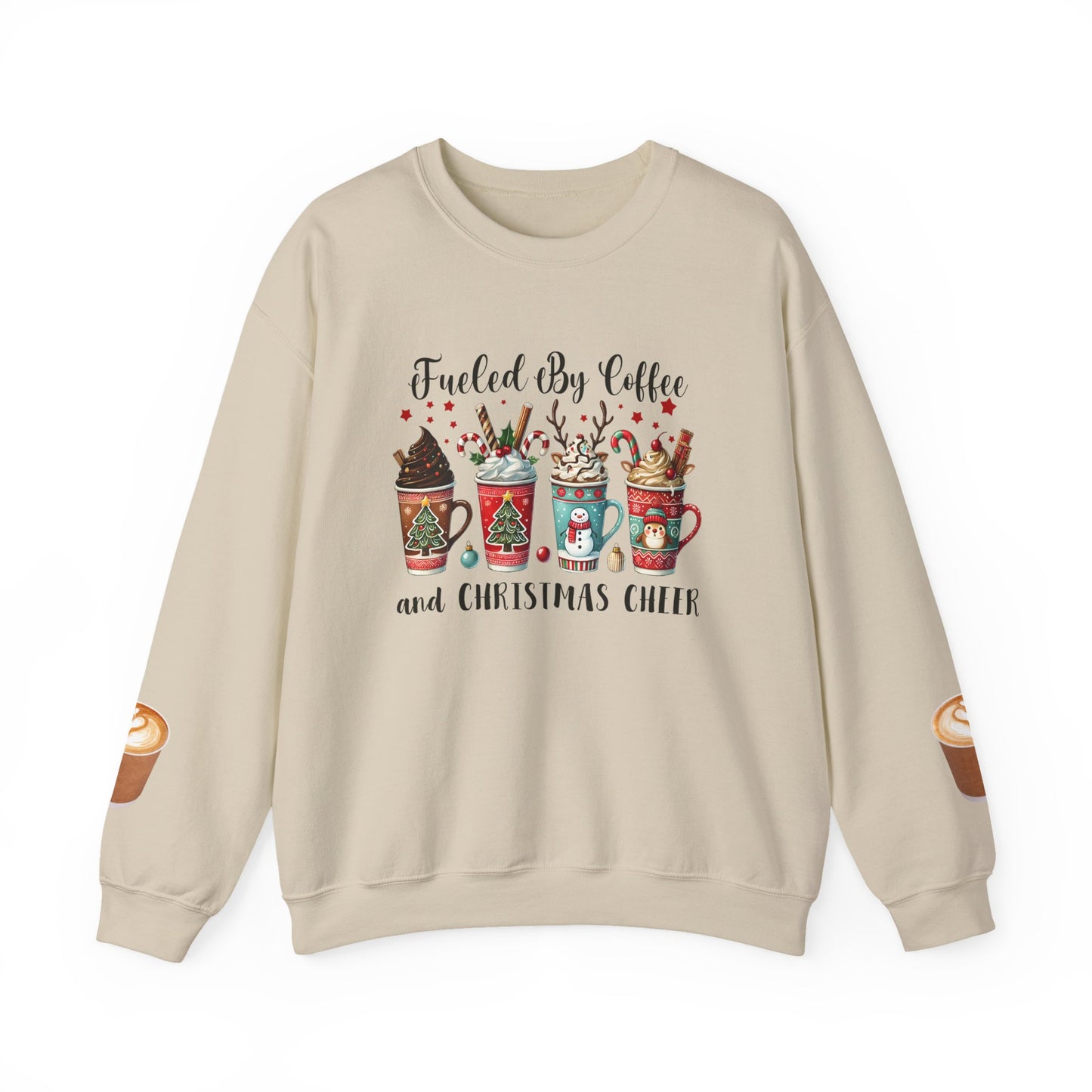 Fueled by Coffee and Christmas Cheer Sweatshirt – Cozy Holiday Coffee Lover Christmas Pullover