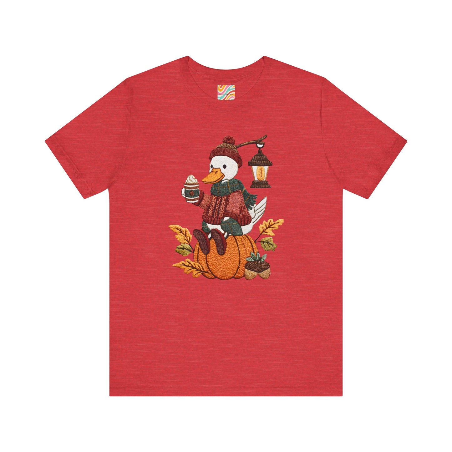 Fall Vibes Unisex Tee with Pumpkin Duck Design, Autumn Fashion, Cute Shirt for Thanksgiving and Halloween, Cozy Gift Idea