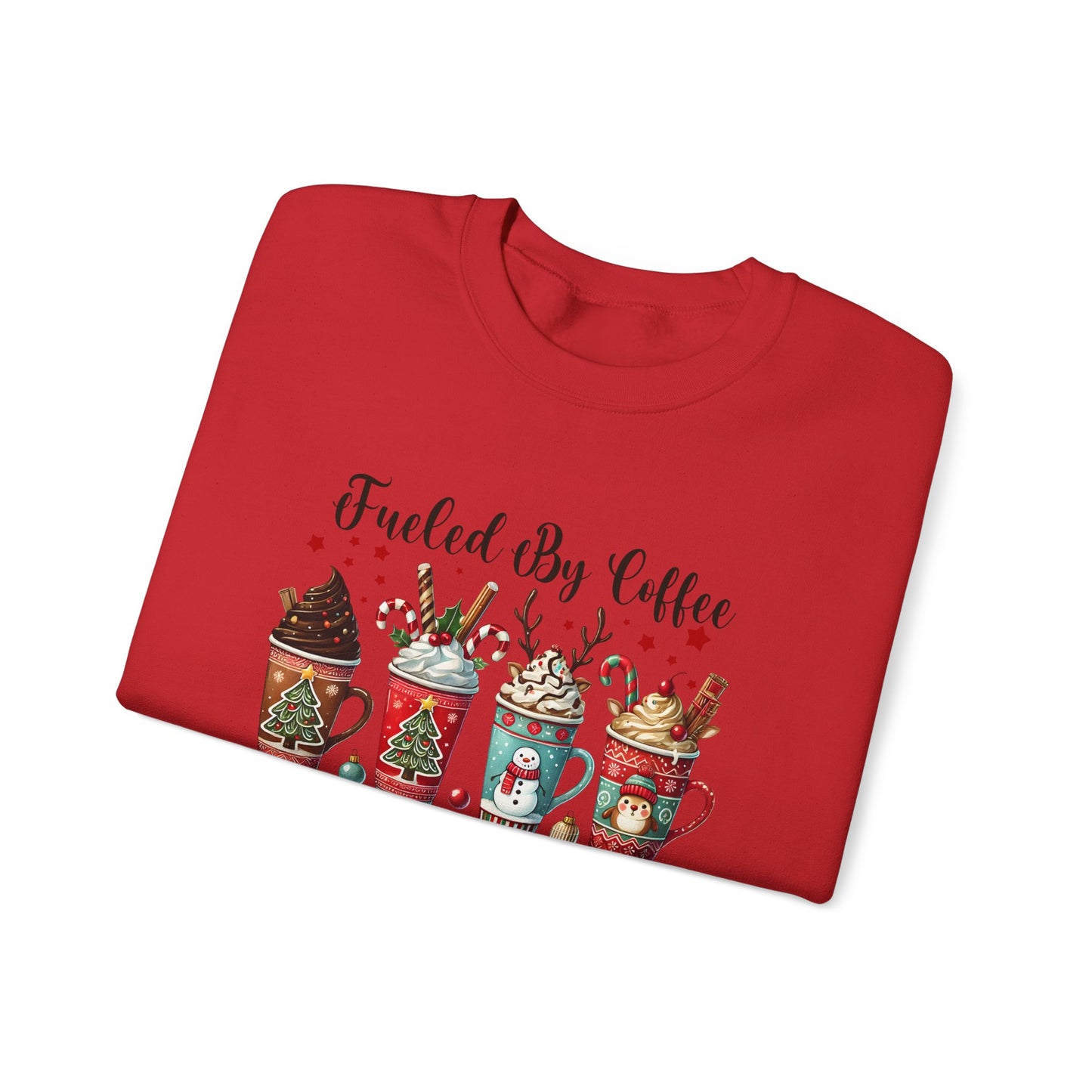 Fueled by Coffee and Christmas Cheer Sweatshirt – Cozy Holiday Coffee Lover Christmas Pullover