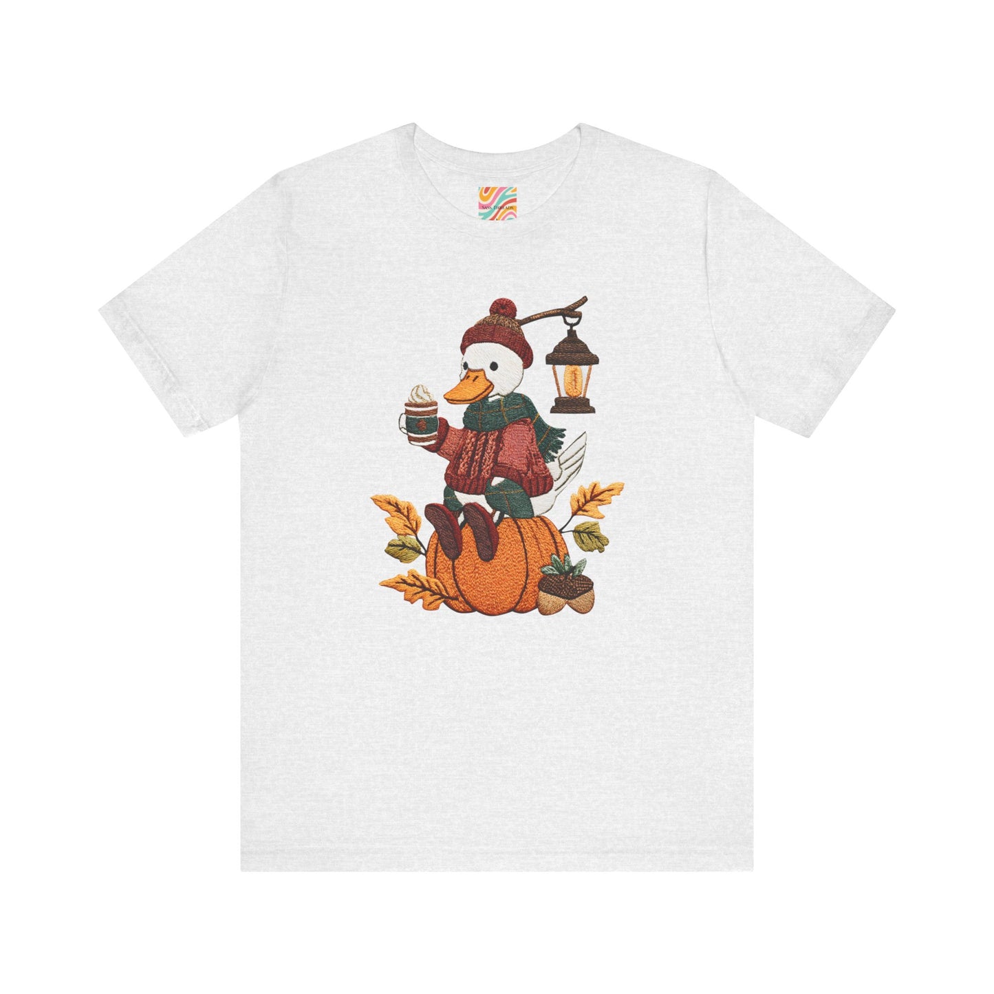 Fall Vibes Unisex Tee with Pumpkin Duck Design, Autumn Fashion, Cute Shirt for Thanksgiving and Halloween, Cozy Gift Idea