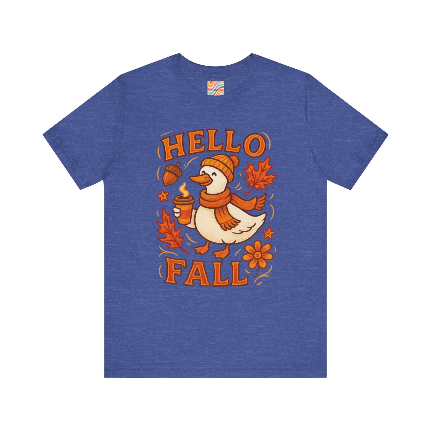 Fall-Themed Unisex T-Shirt, Hello Fall Duck Tee, Autumn Apparel, Seasonal Gift, Cute Casual Wear