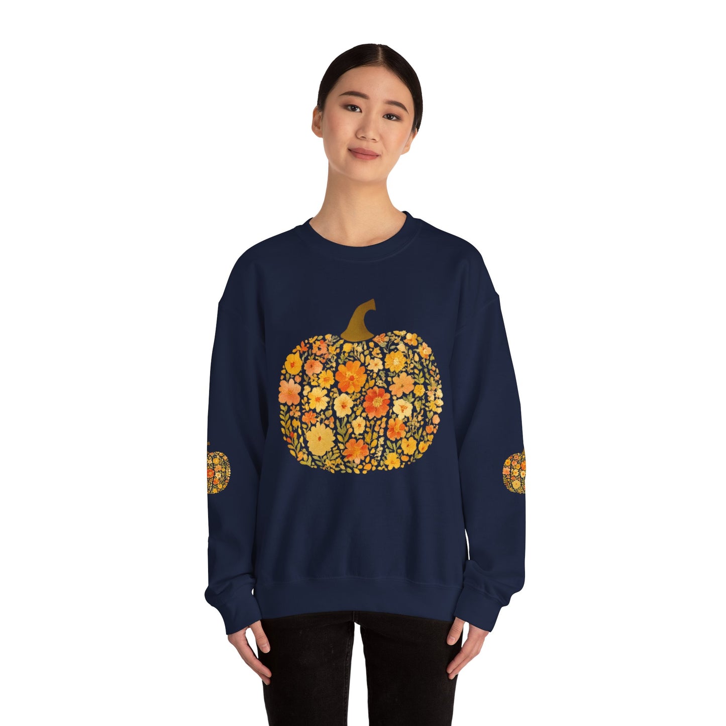 Floral Pumpkin Fall Sweatshirt – Cozy Autumn Vibes