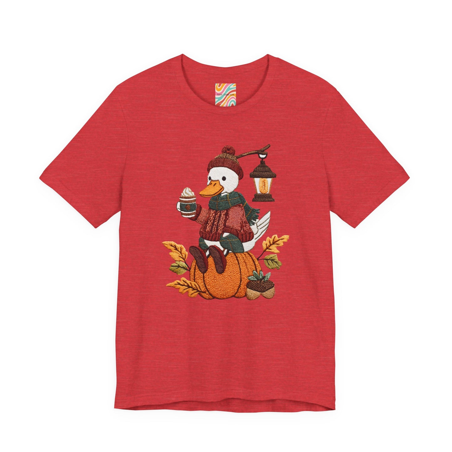 Fall Vibes Unisex Tee with Pumpkin Duck Design, Autumn Fashion, Cute Shirt for Thanksgiving and Halloween, Cozy Gift Idea