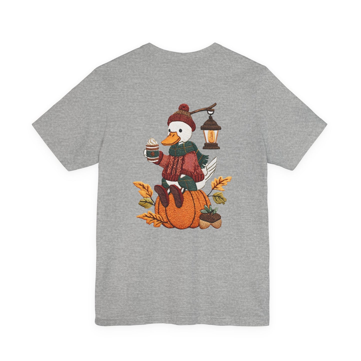 Fall Vibes Unisex Tee with Pumpkin Duck Design, Autumn Fashion, Cute Shirt for Thanksgiving and Halloween, Cozy Gift Idea