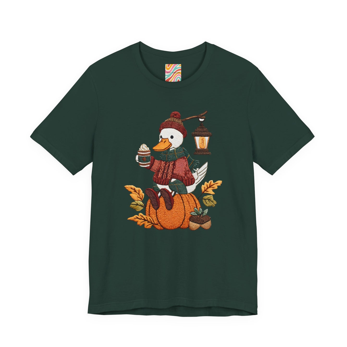 Fall Vibes Unisex Tee with Pumpkin Duck Design, Autumn Fashion, Cute Shirt for Thanksgiving and Halloween, Cozy Gift Idea
