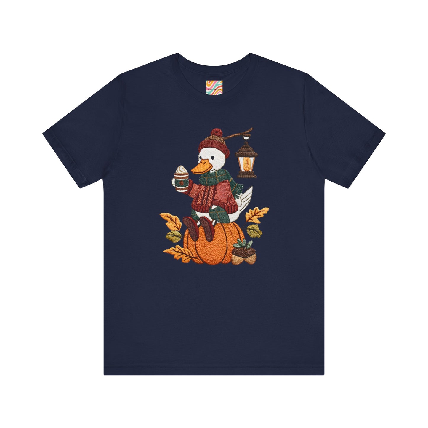 Fall Vibes Unisex Tee with Pumpkin Duck Design, Autumn Fashion, Cute Shirt for Thanksgiving and Halloween, Cozy Gift Idea