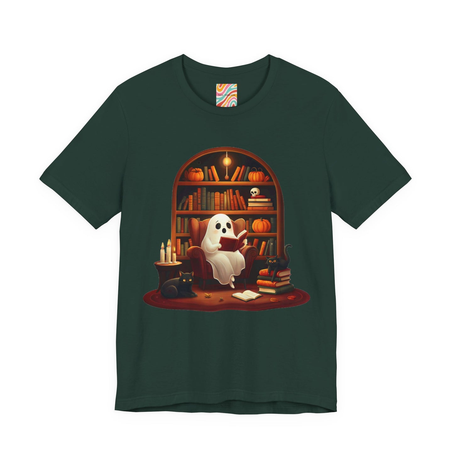 Cozy Ghost Reading T shirt
