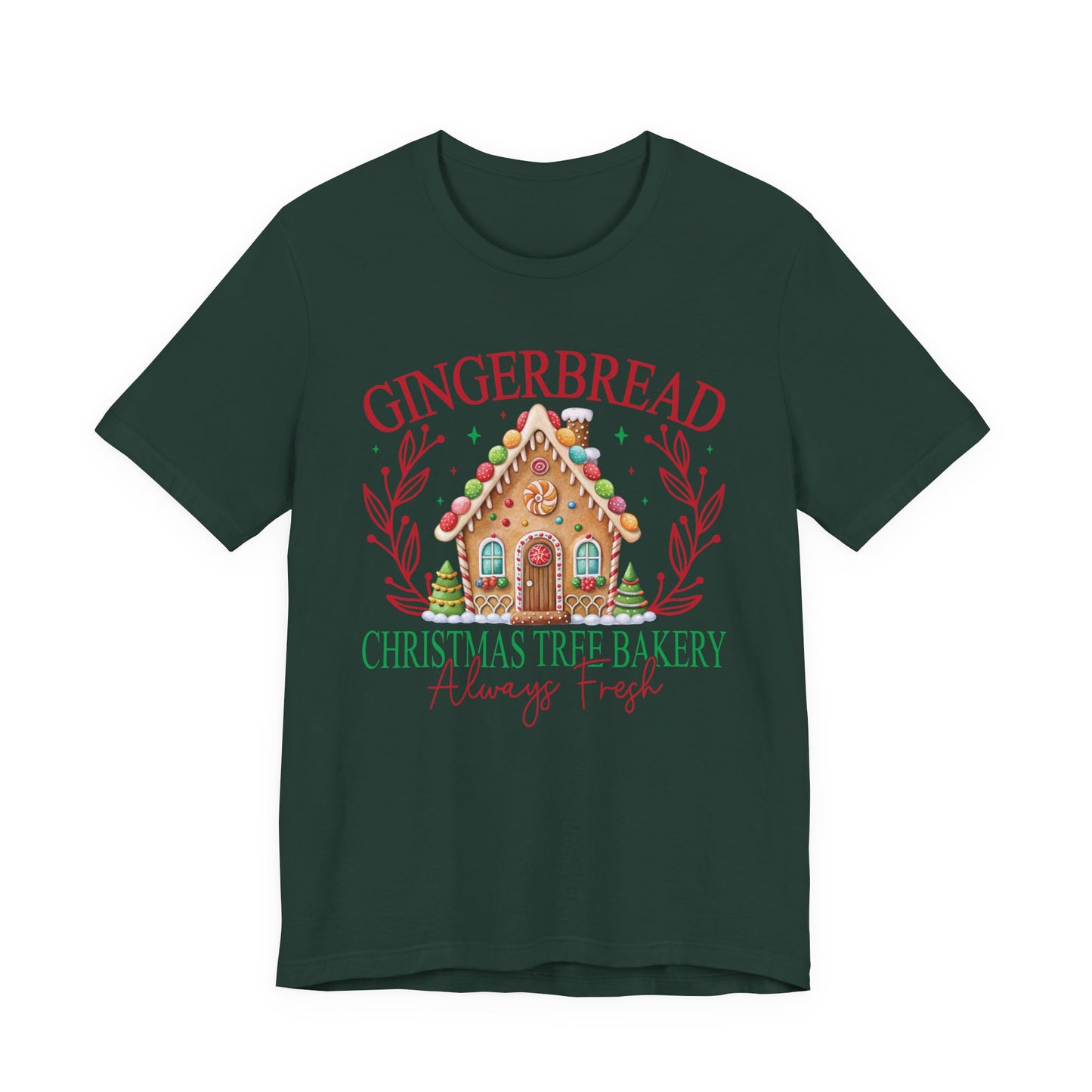 Gingerbread Christmas Tree Bakery Tee – Always Fresh & Full of Cheer!