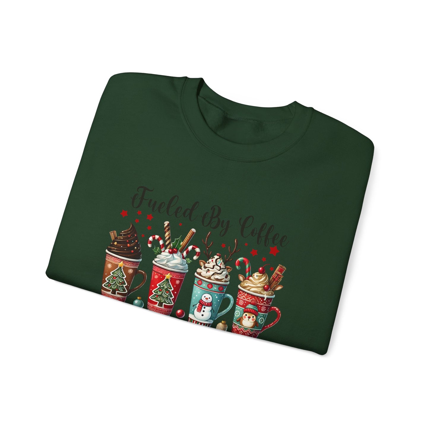 Fueled by Coffee and Christmas Cheer Sweatshirt – Cozy Holiday Coffee Lover Christmas Pullover