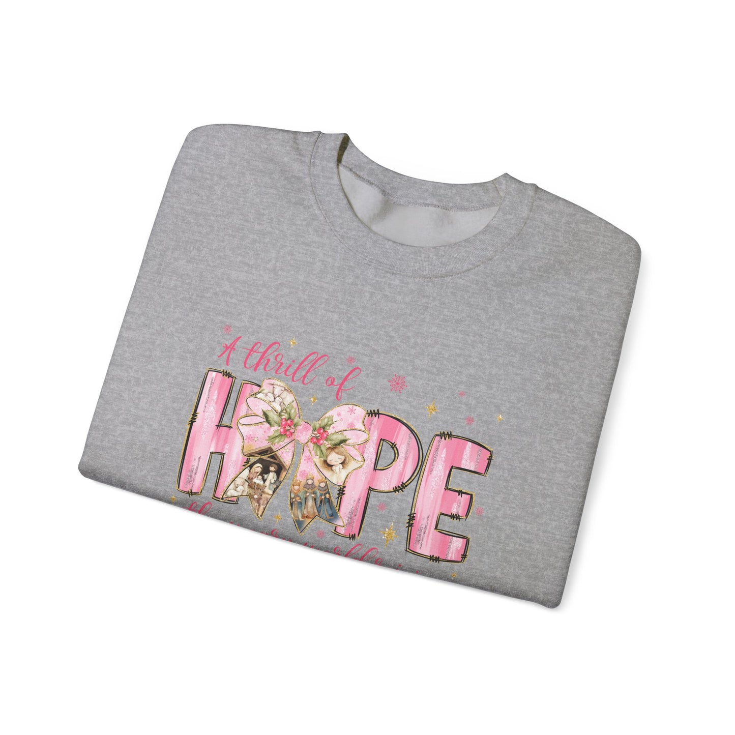 A Thrill of Hope Christmas Sweatshirt – Pink Nativity Holiday Sweater | Faith-Inspired Cozy Winter Top