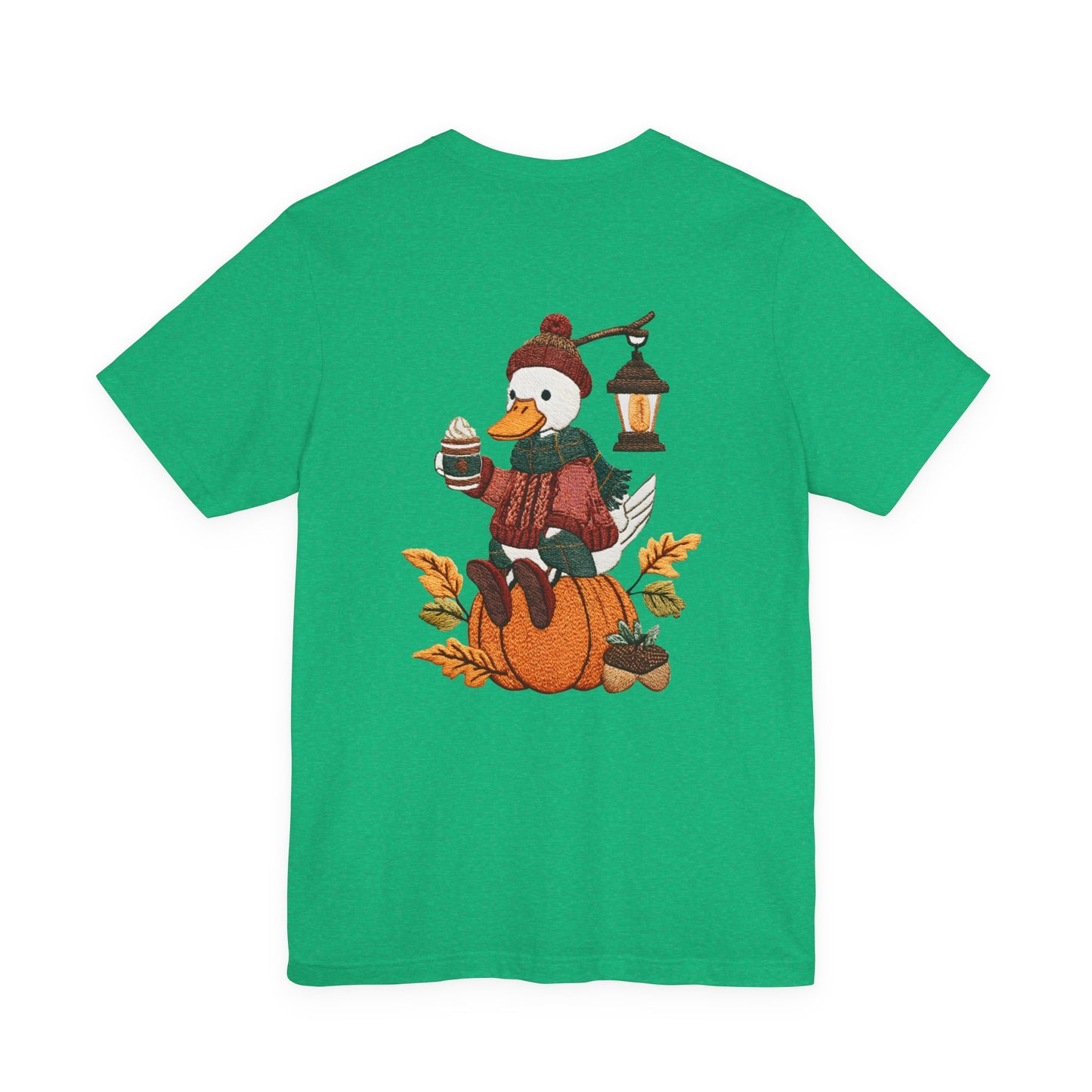 Fall Vibes Unisex Tee with Pumpkin Duck Design, Autumn Fashion, Cute Shirt for Thanksgiving and Halloween, Cozy Gift Idea