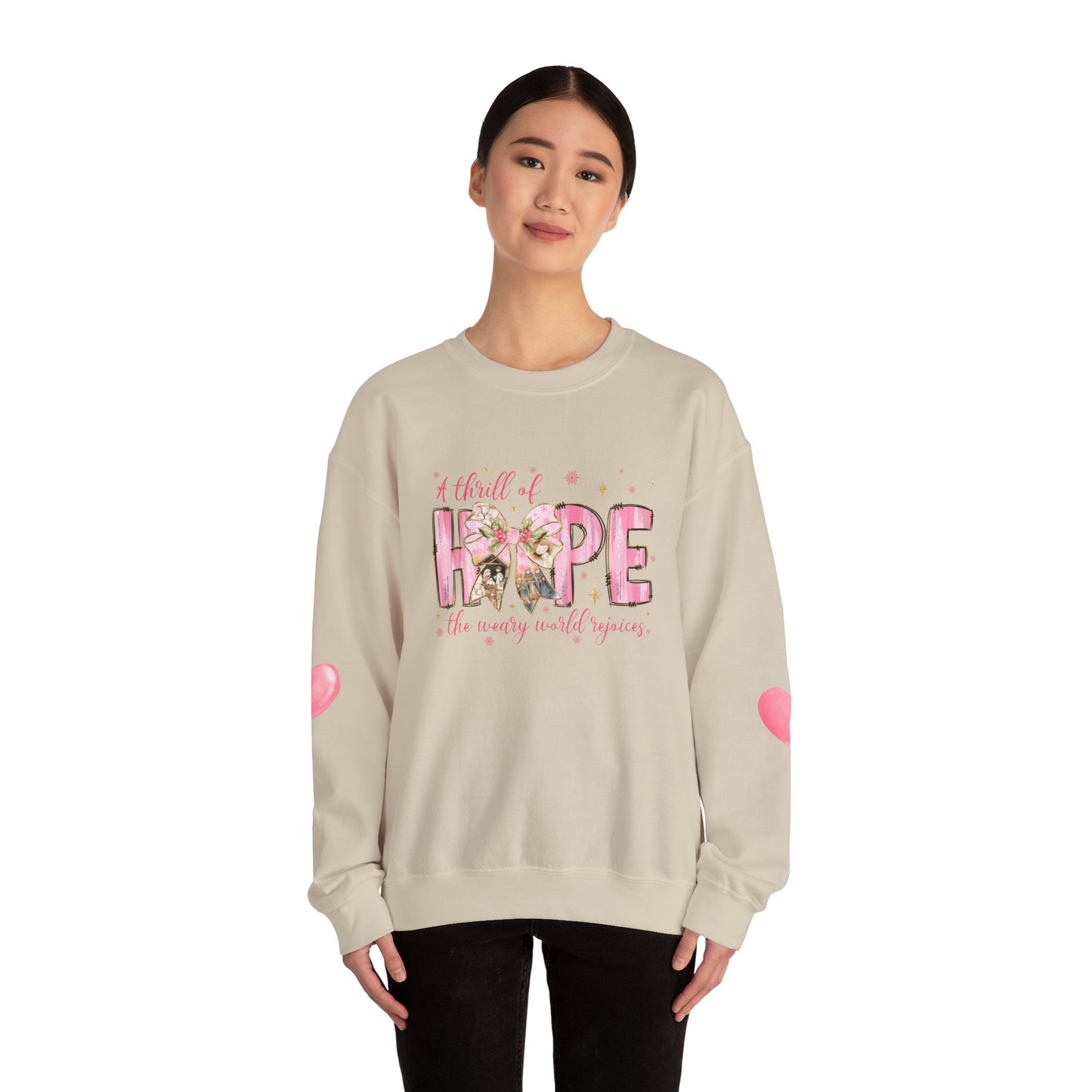 A Thrill of Hope Christmas Sweatshirt – Pink Nativity Holiday Sweater | Faith-Inspired Cozy Winter Top