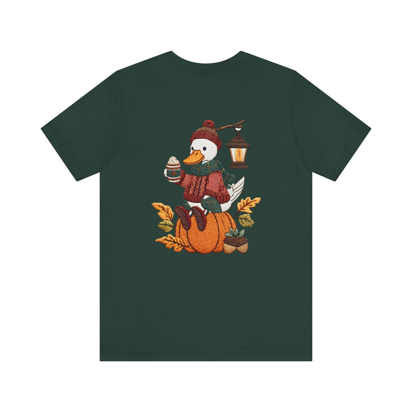 Fall Vibes Unisex Tee with Pumpkin Duck Design, Autumn Fashion, Cute Shirt for Thanksgiving and Halloween, Cozy Gift Idea