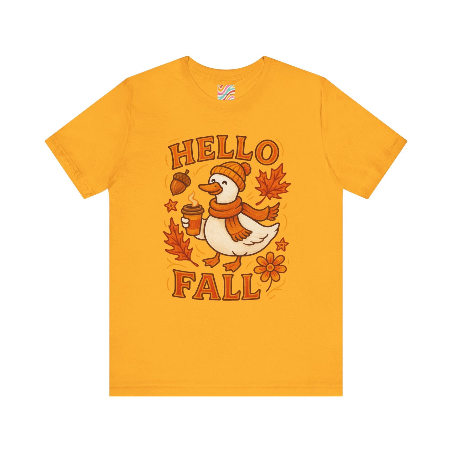 Fall-Themed Unisex T-Shirt, Hello Fall Duck Tee, Autumn Apparel, Seasonal Gift, Cute Casual Wear